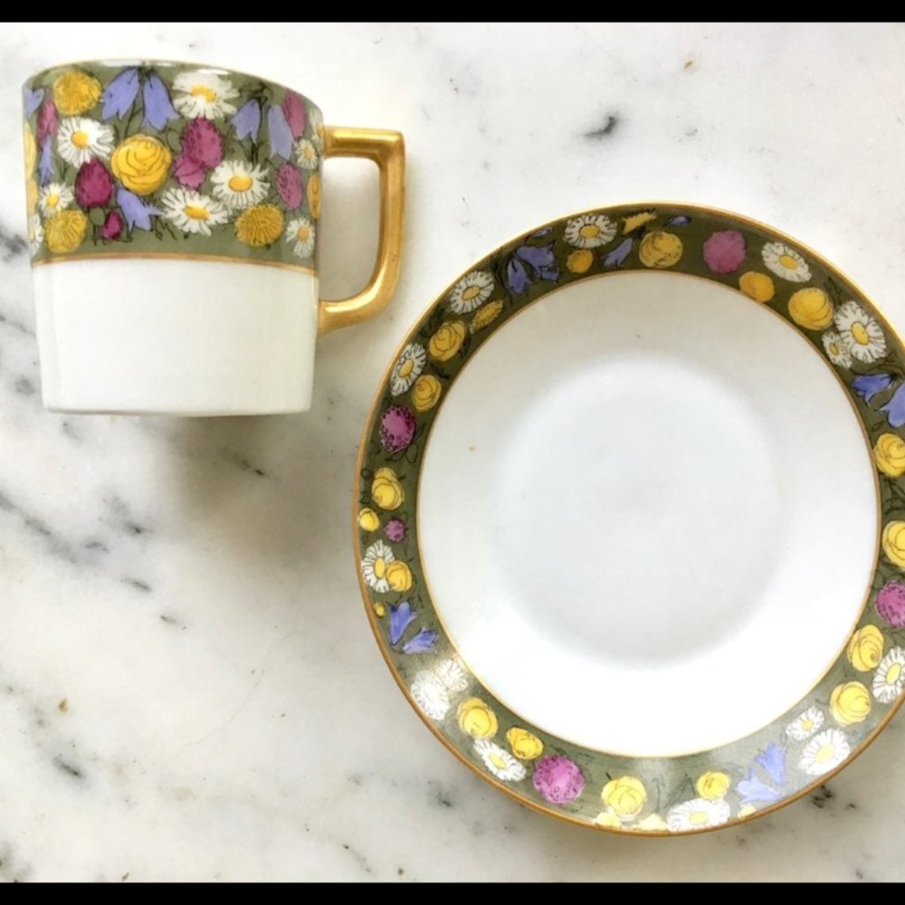 SOLD Nymphenburg Porcelain Demitasse Cup Saucer - Picture 3 of 3